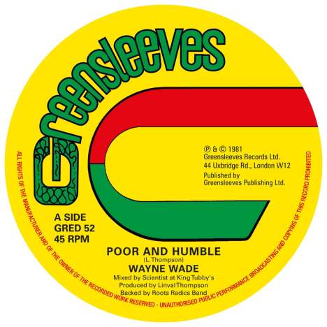 Wayne Wade/Bunny Lie Lie: Poor And Humble / Babylonian (Extended), Single 12"
