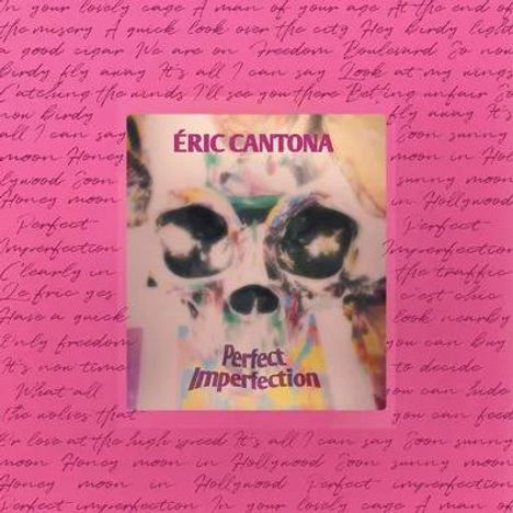 Éric Cantona, Perfect Imperfection. Kunstvolles Porträt eines Gesichts in abstrakten Farben, rosa Hintergrund.