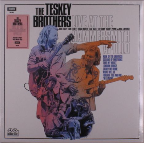 "The Teskey Brothers Live at the Hammersmith Apollo". Farbige Collage von Musikern mit Gitarren.
