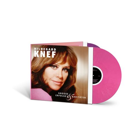 Albumcover von Hildegard Knef, "Große Erfolge & Raritäten", pinke Vinyl-Schallplatte.