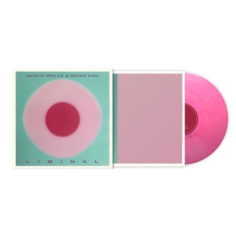 "BEATIE WOLFE & BRIAN ENO" oben, "LIMINAL" unten. Hellgrünes Cover mit pinkem, transparentem Vinyl.