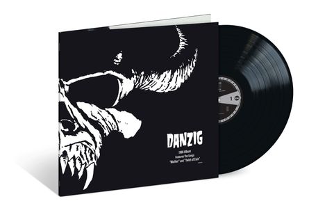 "DANZIG. 1988 Album. Features The Songs 'Mother' and 'Twist of Cain'." Schwarzes Cover mit Skelett-Illustration und Schallplatte.