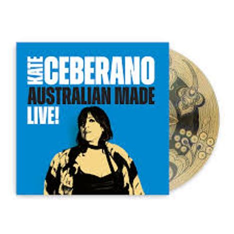 KATE CEBERANO AUSTRALIAN MADE LIVE! CD-Cover in Blau mit einem stilisierten Bild einer Frau.