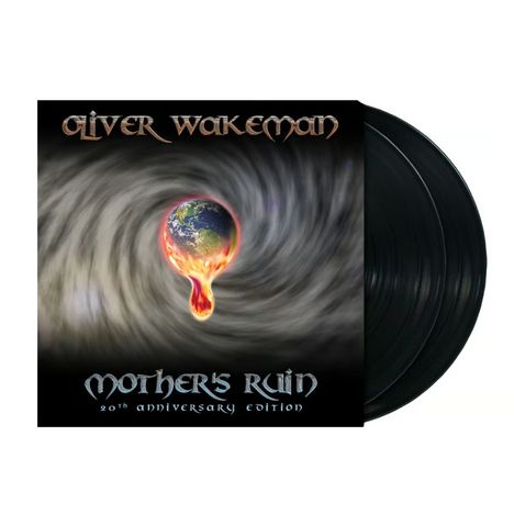 "Oliver Wakeman, Mother's Ruin, 20th Anniversary Edition." Vinyl mit Erde in Feuerspirale im Zentrum.