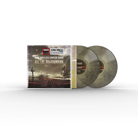 Texte: "War Child", "Record Store Day", "Mark Knopfler & Emmylou Harris", "All the Roadrunning". Zwei Vinyl-Schallplatten.