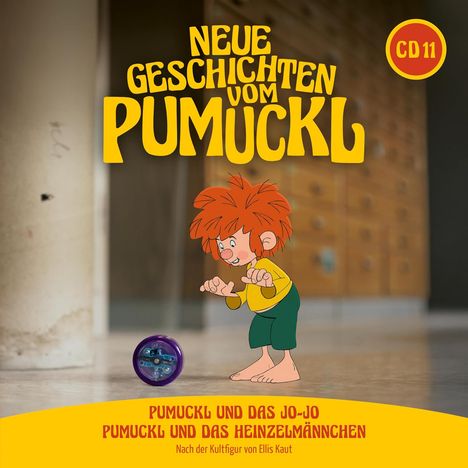 "Neue Geschichten vom Pumuckl", "CD 11". Illustration: Pumuckl schaut auf ein Jo-Jo am Boden.