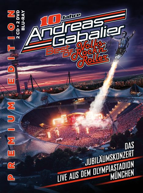 Andreas Gabalier: Best Of Volks-Rock’n’Roller: Das Jubiläumskonzert live aus dem Olympiastadion in München, 2 CDs, 2 DVDs und 1 Blu-ray Disc