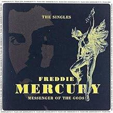 „The Singles“, „Freddie Mercury“, „Messenger of the Gods“. Illustration einer Figur mit Flügeln und erhobenem Arm.