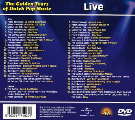 The Golden Years Of Dutch Pop Music: Live 2018, 1 CD und 1 DVD