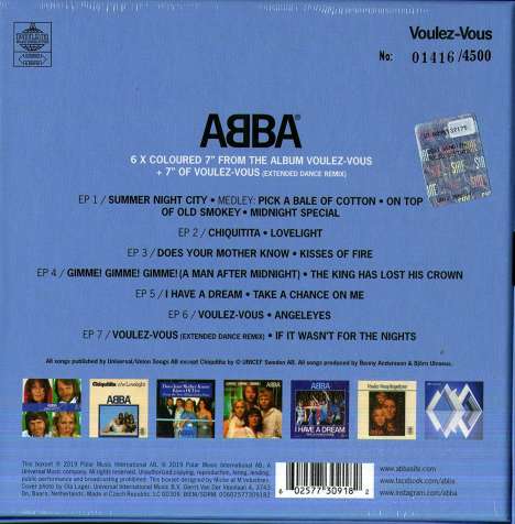 Abba: Voulez Vous (Limited Numbered Edition Box Set) (Colored Vinyl), 7 Singles 7"
