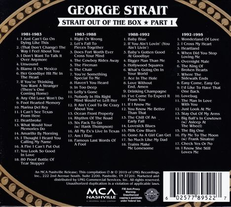 George Strait: Strait Out Of The Box: Part 1, 4 CDs