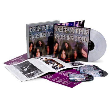 Deep Purple: Machine Head (50th Anniversary Deluxe Edition) (Purple Smoke Vinyl), 1 LP, 3 CDs und 1 Blu-ray Audio