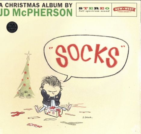 Text: "Socks", "A Christmas Album by JD McPHERSON", "Stereo full spectrum sound".

Illustration eines Kindes mit Socken.