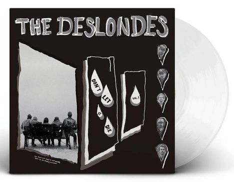 "The Deslondes", "Don't Let It Die Vol. 1". Fünf Personen sitzen auf einer Bank, stilisierte Tropfen mit Gesichtern am Rand.