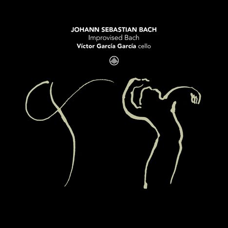 "JOHANN SEBASTIAN BACH, Improvised Bach, Víctor García García cello." Darunter abstrakte, geschwungene Linien.