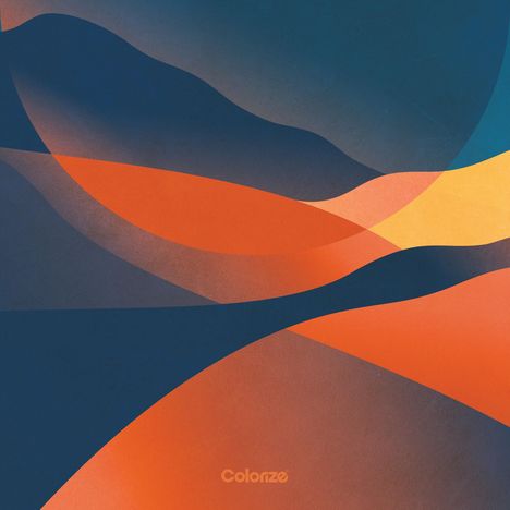 Text "Colorzø", überlagert von sanft geschwungenen Kurven in Blau, Orange und Gelb, verleiht es eine dynamische Note.