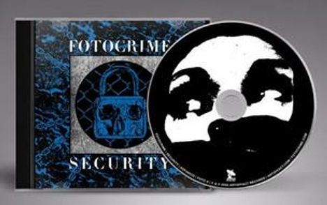 Text: "FOTOCRIME SECURITY". CD-Hülle mit blauem, schwarzem Design; CD zeigt ein stilisiertes Schwarz-Weiß-Gesicht.