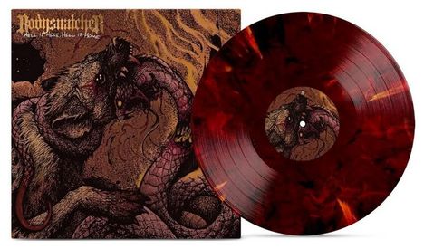 Text: "Body Snatcher, Hell is Here, Hell is Home." Illustration eines Kampfes zwischen einem Wolf und einer Schlange.