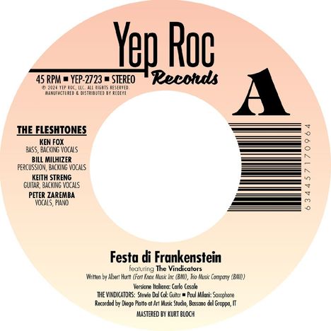 The Fleshtones: Festa Di Frankenstein / The Dedication Song, Single 7"