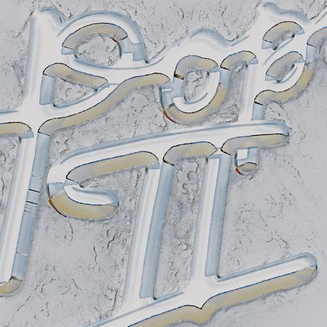 Es sind die stilisierten Buchstaben "Pop II" zu sehen, die wie in Eis oder Glas geformt wirken.