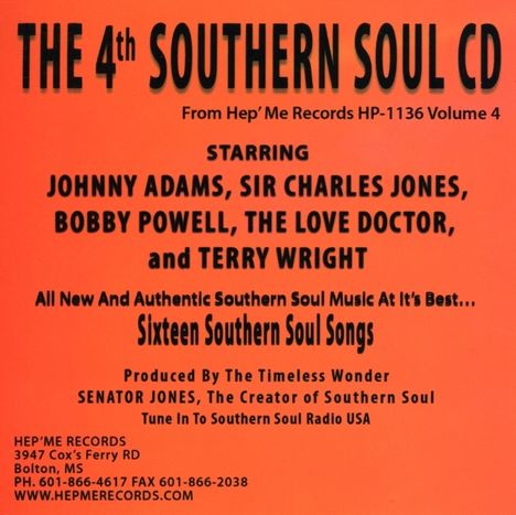 4th Southern Soul Cd-Vol-Four / Various: 4th Southern Soul Cd-Vol-Four / Various, CD