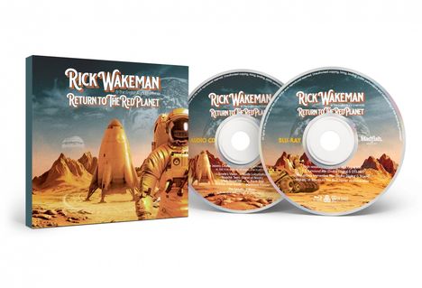 "Rick Wakeman & The English Rock Ensemble: Return to the Red Planet.” Cover zeigt Marslandschaft mit Raumschiff und Astronaut.