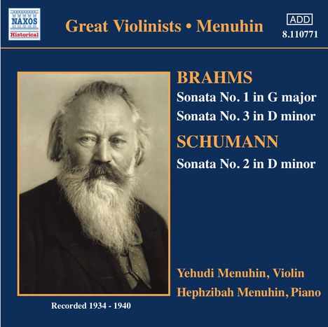 Johannes Brahms (1833-1897): Sonaten für Violine &amp; Klavier Nr.1 &amp; 3, CD