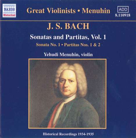 Johann Sebastian Bach (1685-1750): Sonaten &amp; Partiten für Violine BWV 1001,1002,1004, CD