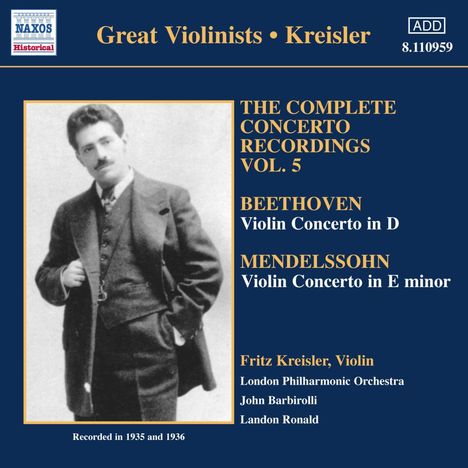 Fritz Kreisler - Complete Concerto Recordings Vol.5, CD