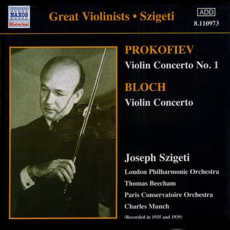 Joseph Szigeti spielt Violinkonzerte, CD