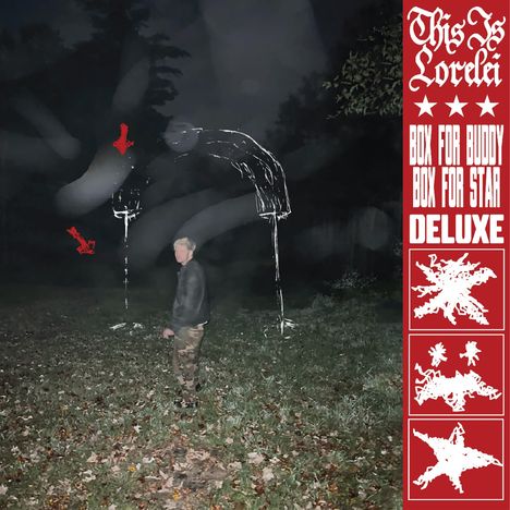 "This Is Lorelei", "BOX FOR BUDDY", "BOX FOR STAR", "DELUXE". Links eine Person nachts, leicht beleuchtet.