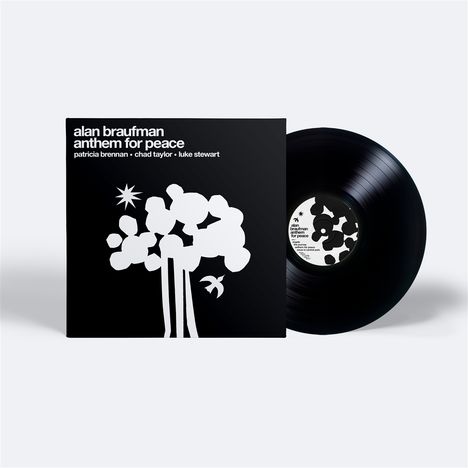 "alan braufman anthem for peace" in weißer Schrift auf schwarzem Hintergrund mit stilisiertem Baum. Schallplatte rechts.