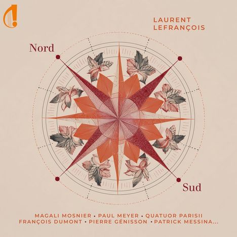 Texte: "Laurent Lefrançois", "Nord", "Sud", "Magali Mosnier", "Paul Meyer", "Quatuor Parisii". Illustration eines Kompasses mit Blumen.