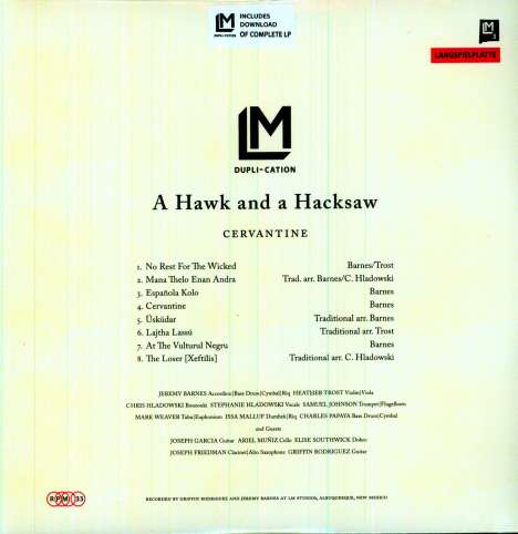A Hawk And A Hacksaw: Cervantine, LP