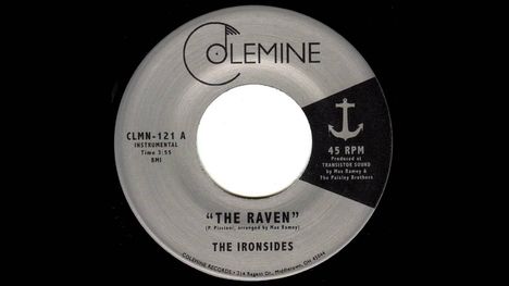Logo mit Text: "Colemine", "THE RAVEN", "THE IRONSIDES", CLMN-121 A, 45 RPM, mit Anker-Design.