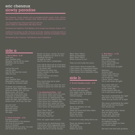 Eric Chenaux: Slowly Paradise, CD