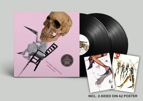 "FELIX LABAND - DARK DAYS EXIT" auf rosa Cover mit Totenkopf und Stuhl. Zwei schwarze Vinylplatten, Poster inklusive.