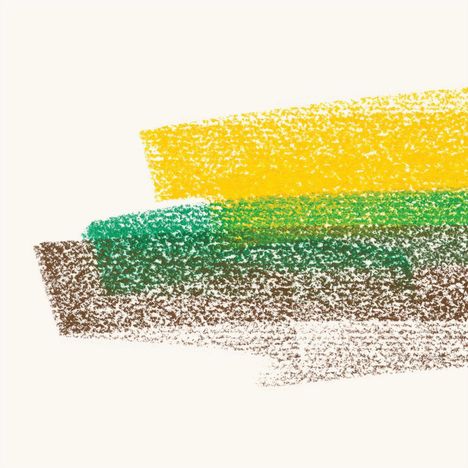 Illustration: Übereinanderliegende waagerechte Farbstreifen in Gelb, Grün und Braun mit grober Textur.