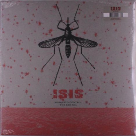 Text: "ISIS", "MOSQUITO CONTROL", "THE RED SEA". 
Illustration: Große Mücke über einem Hintergrund mit roten Spritzern.