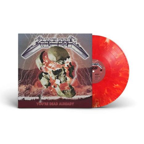 Logo mit einem Schädel und dem Text "YOU'RE DEAD ALREADY". Vinyl in Rot- und Orangetönen mit wolkigem Hintergrund.