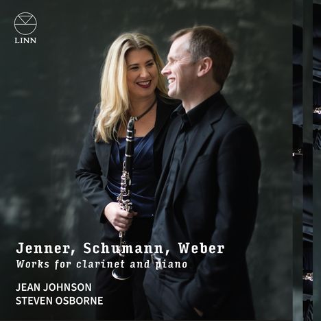 Texte: Jenner, Schumann, Weber. Works for clarinet and piano. Jean Johnson, Steven Osborne. Zwei Personen lächeln.