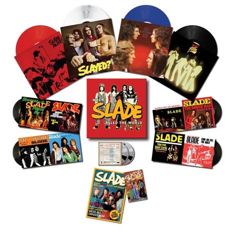 Slade: When Slade Rocked The World 1971 - 1975 (180g) (Limited Edition Box Set) (Colored Vinyl), 4 LPs, 4 Singles 7", 2 CDs, 1 Merchandise und 2 Bücher