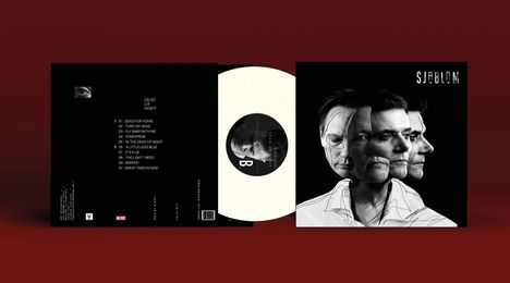 Albumcover mit Titeln: "DEAD OF NIGHT", "01 DEAD FOR YEARS", "02 TURN MY HEAD", "03 FLY AWAY WITH ME". Mann mit mehrfachen Gesichtern.