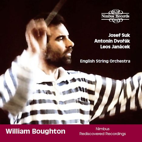 "Josef Suk, Antonín Dvořák, Leos Janáček, English String Orchestra. William Boughton dirigiert, gestreifter Pullover."