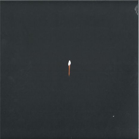 Ein kleines Streichholz brennt in der Bildmitte vor schwarzem Hintergrund.