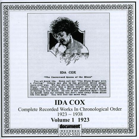 Ida Cox (1896-1967): Ida Cox Vol 1 1923, CD