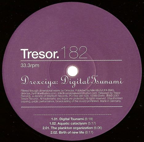 Drexciya: Digital Tsunami, Single 12"