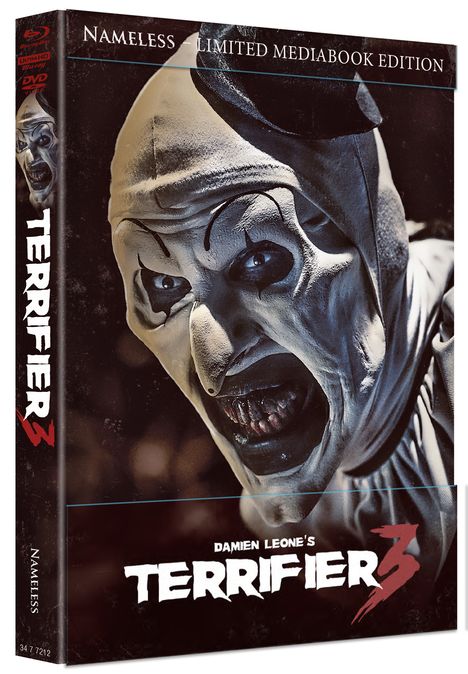 Terrifier 3 (Ultra HD Blu-ray &amp; Blu-ray im Mediabook), 1 Ultra HD Blu-ray, 1 Blu-ray Disc und 1 DVD