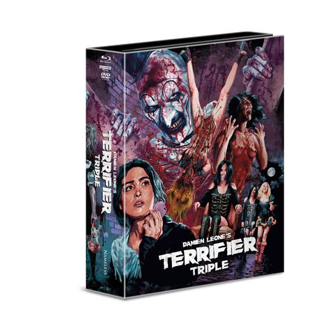 Terrifier Triple (Big Book Edition) (Ultra HD Blu-ray &amp; Blu-ray im Mediabook), 2 Ultra HD Blu-rays, 3 Blu-ray Discs und 2 DVDs