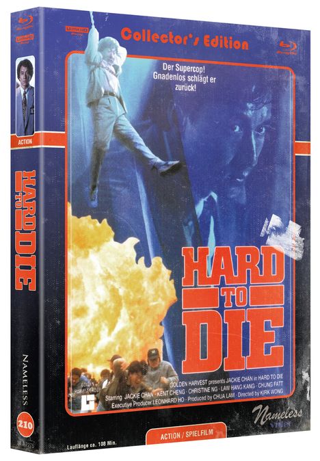"Collector's Edition. Der Supercop! Gnadenlos schlägt er zurück! HARD TO DIE. Explosion und Mann in Actionpose."